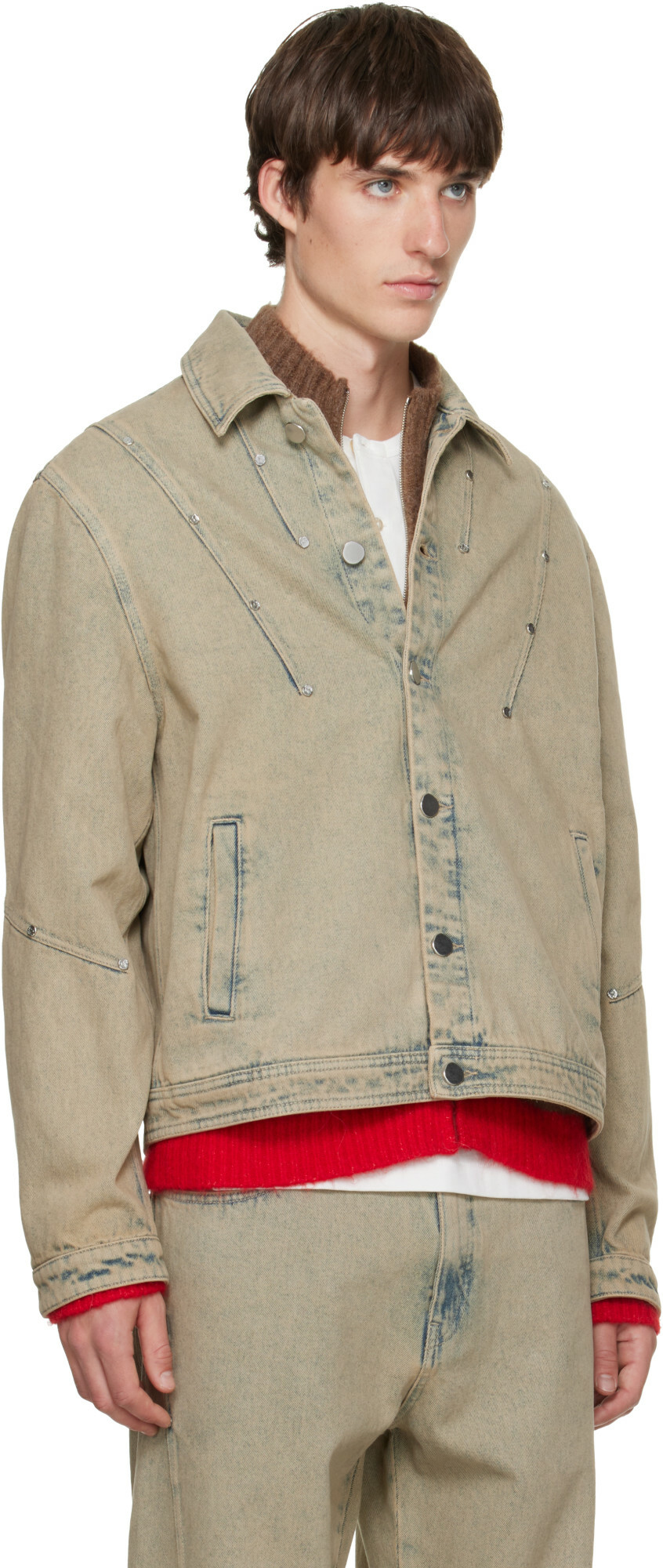 BLUEMARBLE Beige Darted Denim Trucker Jacket