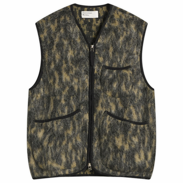 Photo: Universal Works Men's Dolce Fleece Zip Gilet in Charcoal