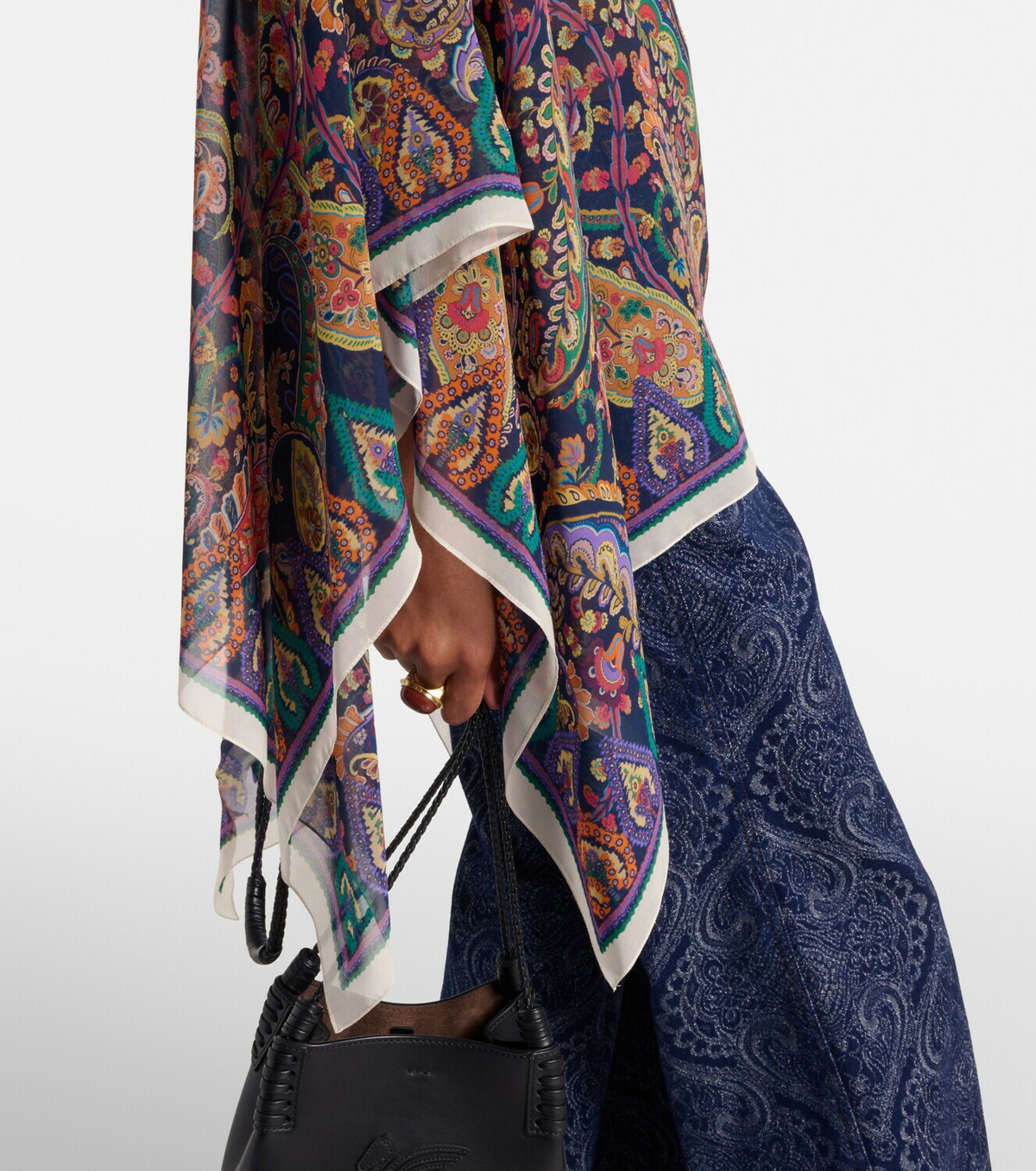 Etro Printed silk crêpe de chine poncho