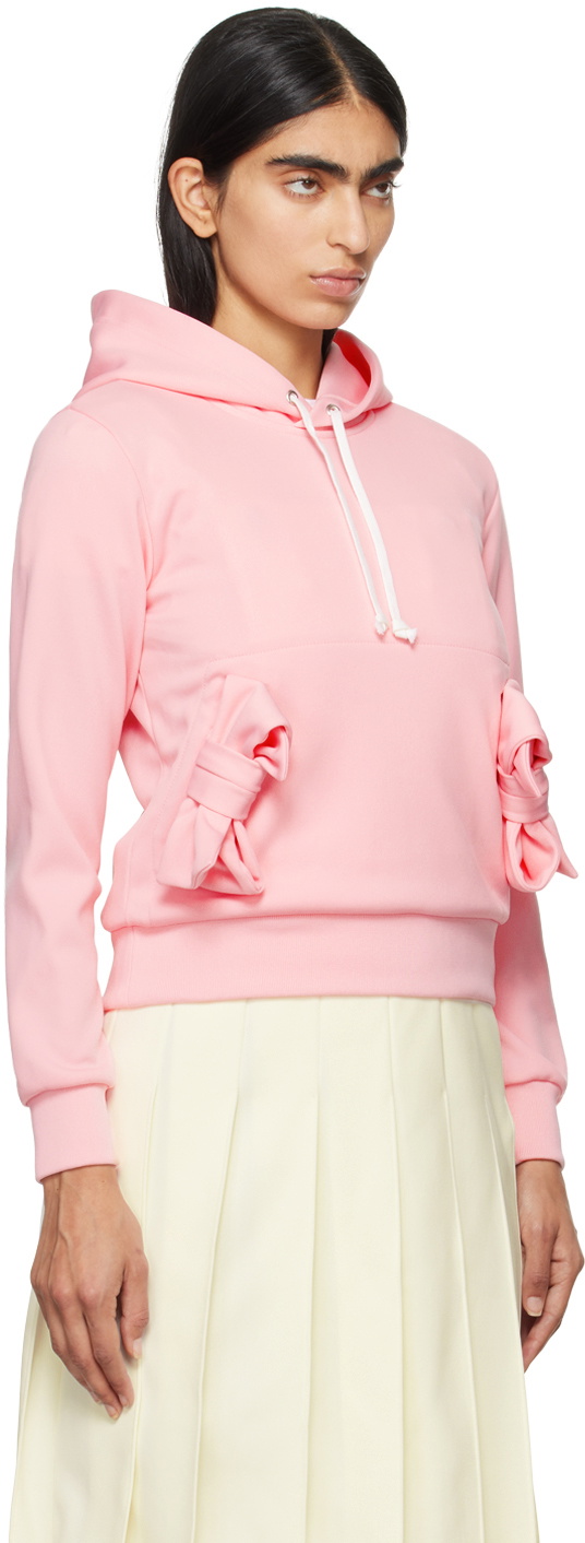 Comme des Garçons Girl Pink Polyester Jersey Bow Hoodie