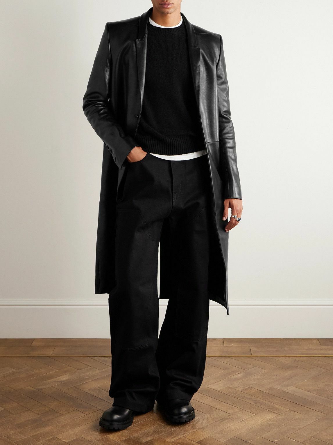 Rick Owens - Concordian Slim-Fit Leather Coat - Black
