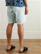 Frescobol Carioca - Sergio Straight-Leg Cotton-Blend Seersucker Drawstring Shorts - Blue