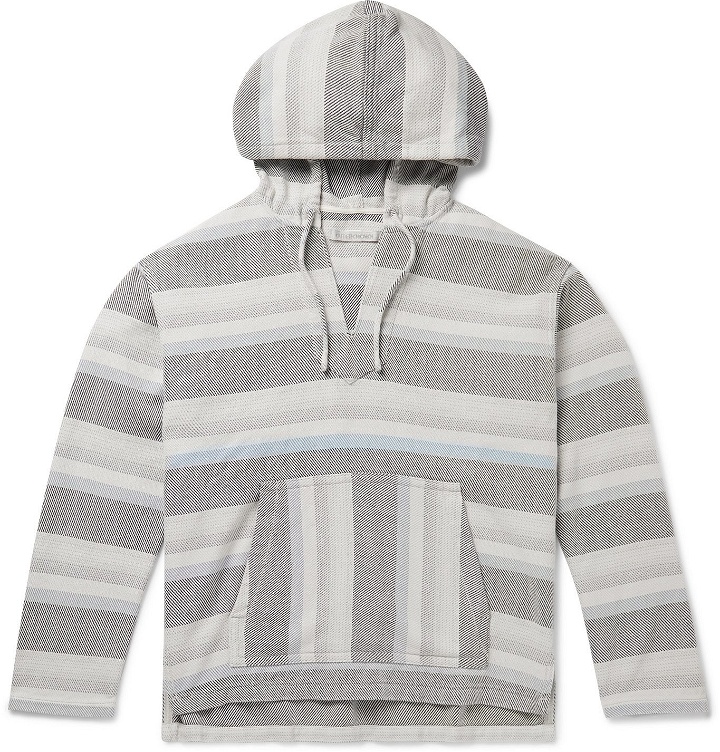 Photo: Outerknown - Striped Organic Cotton-Jacquard Hooded Sweater - Blue