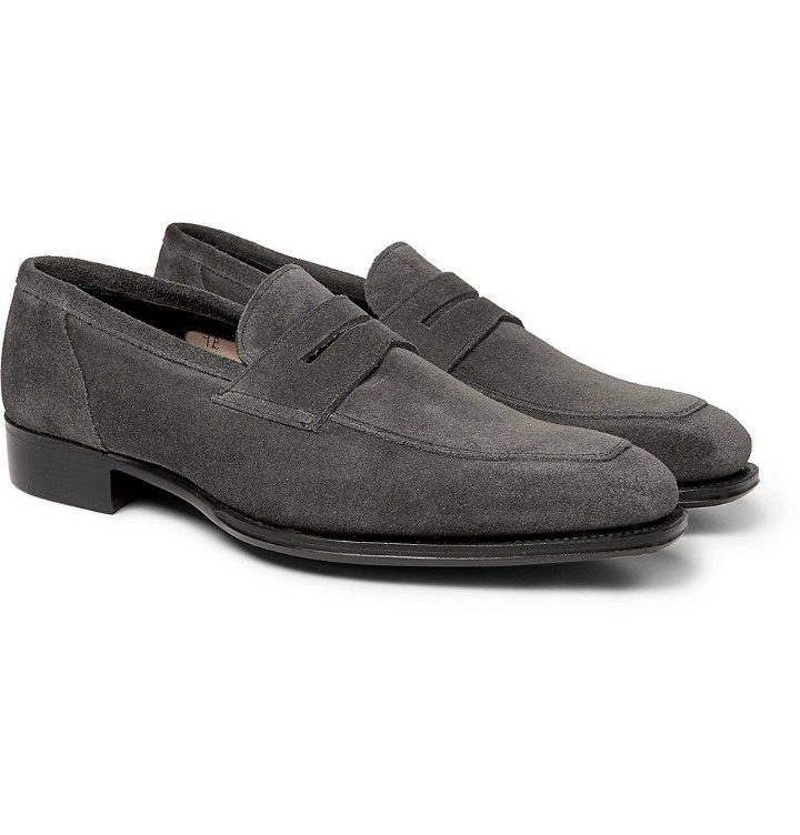 Photo: Kingsman - George Cleverley Suede Penny Loafers - Dark gray