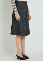 Moncler Belted Stretch-denim Midi Skirt