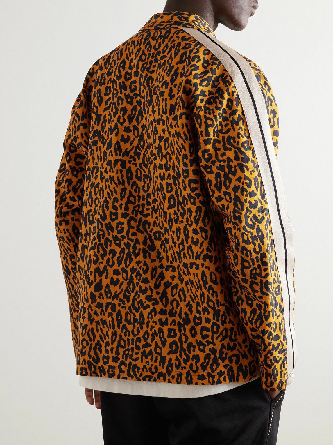 Palm Angels - Webbing-Trimmed Leopard-Print Linen and Cotton-Blend ...