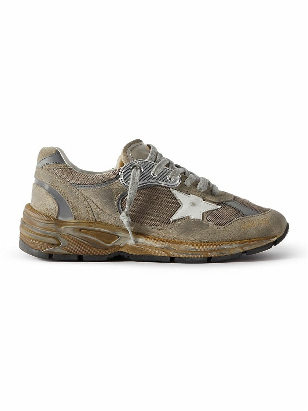 Photo: Golden Goose - Running Dad Distressed Neoprene and Leather-Trimmed Mesh and Suede Sneakers - Brown