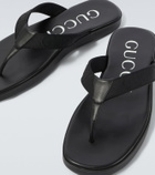Gucci Logo canvas and leather thong sandals