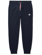 Moncler - Tapered Logo-Appliquéd Cotton-Jersey Sweatpants - Blue