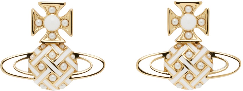Photo: Vivienne Westwood Gold & White Cassie Bas Relief Earrings
