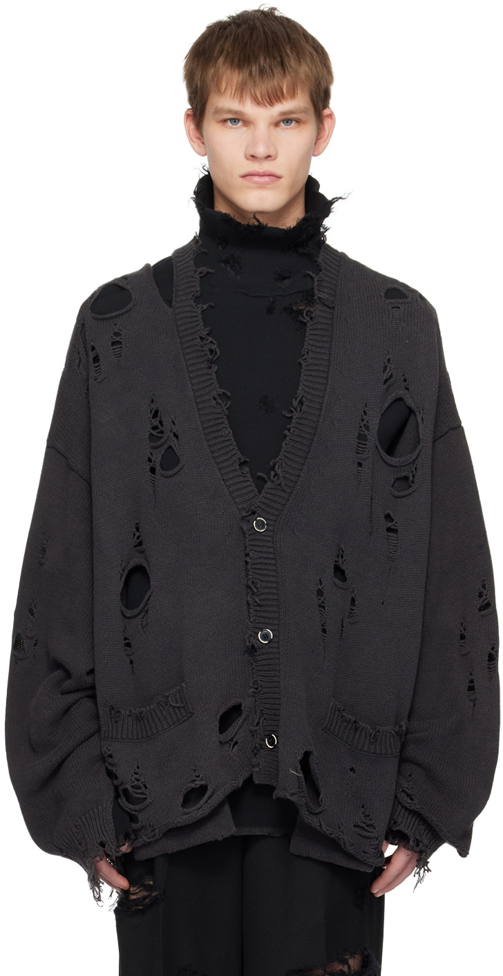 Black Half Loose Cardigan by Doublet on Sale