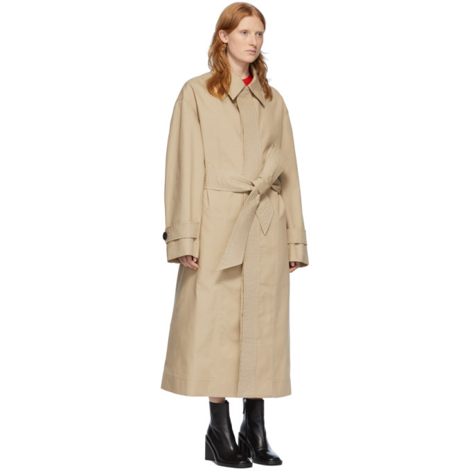 AMI Alexandre Mattiussi Beige Mac Trench Coat AMI Alexandre Mattiussi