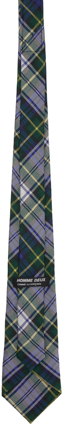 Comme des Garçons Homme Deux Navy & Green Tartan Check Tie