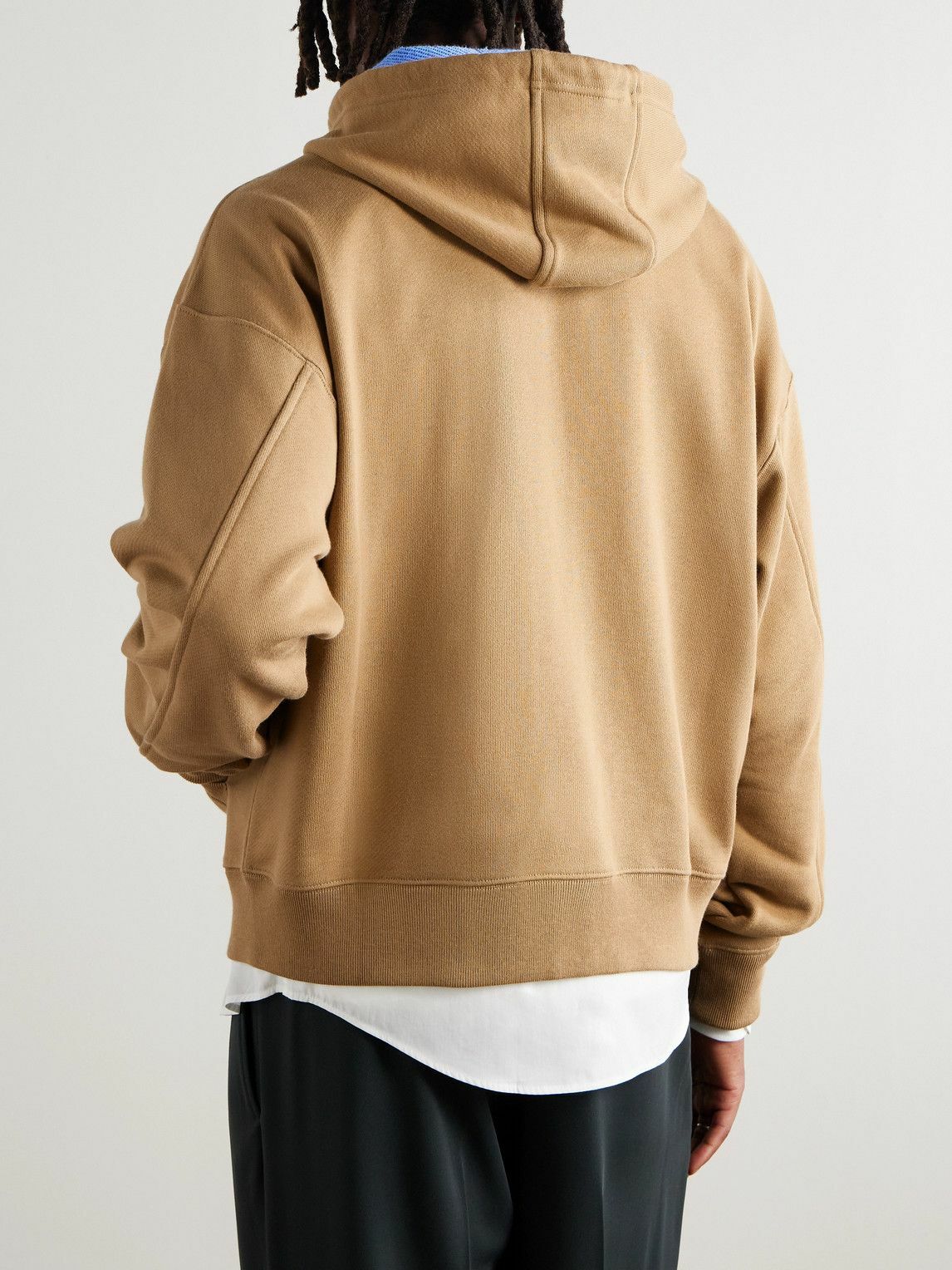 LOEWE - Logo-Embroidered Cotton-Jersey Hoodie - Neutrals