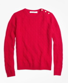 Brooks Brothers Girls Cashmere Cable Crewneck Sweater | Red