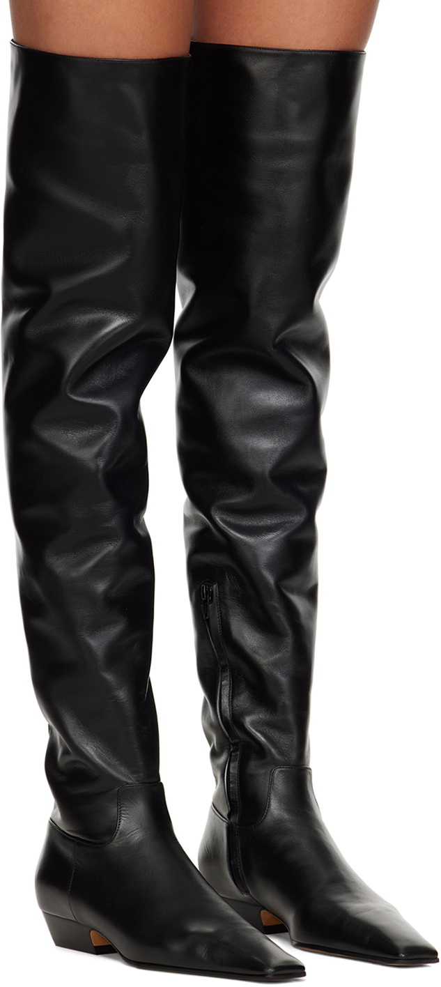 KHAITE Black 'The Marfa Over-The-Knee Flat' Boots