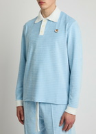 Casablanca Brooch-embellished Velour Polo Shirt Blue
