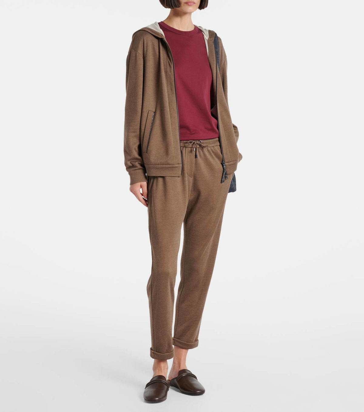 Brunello Cucinelli Cotton and silk zip-up hoodie