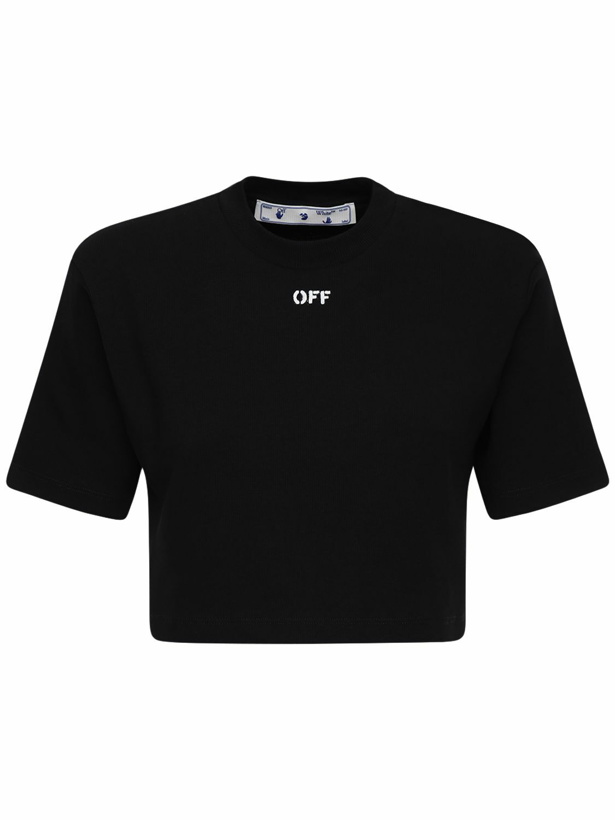 Photo: OFF-WHITE - Off Cotton Blend Jersey T-shirt