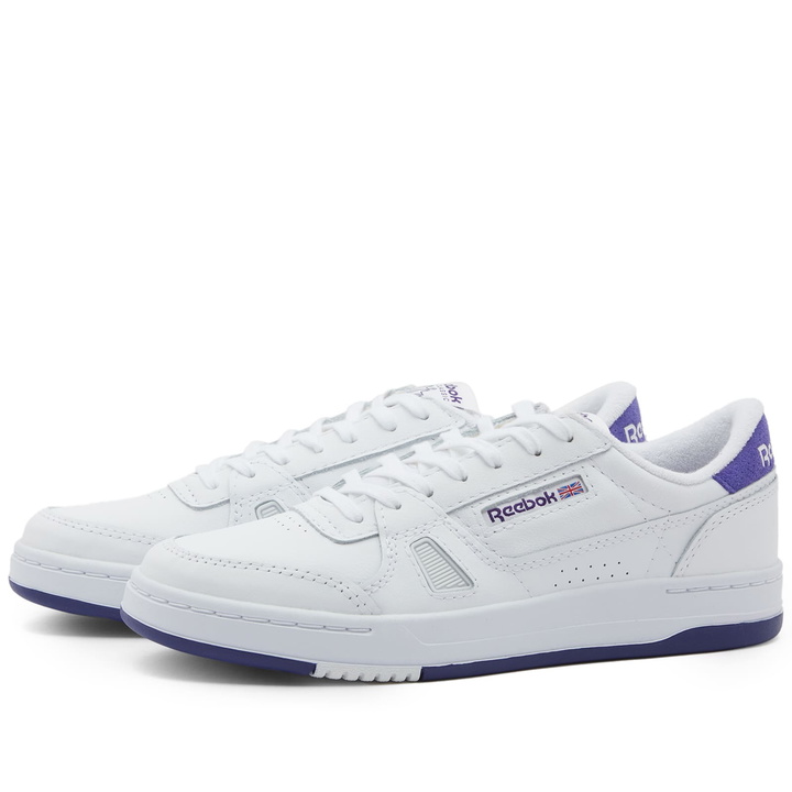 Photo: Reebok Men's LT Court Sneakers in White/Bold Purple