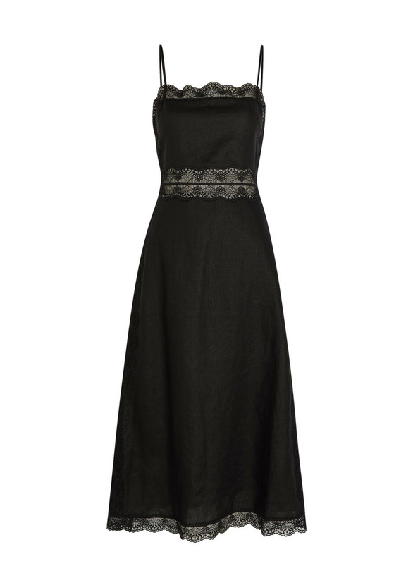 Photo: Staud Amalina Lace and Linen Midi Dress Black