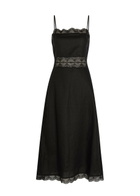 Staud Amalina Lace and Linen Midi Dress Black