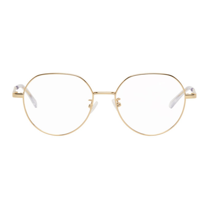 Photo: Bottega Veneta Gold Round Glasses