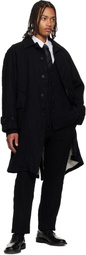 Comme des Garçons Homme Deux Black Thin Diagonal Stripe Silk Tie