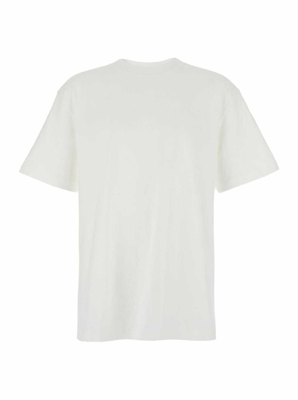 Purple Brand White Crewneck T-shirt With Dropped Shoulders In Cotton Man