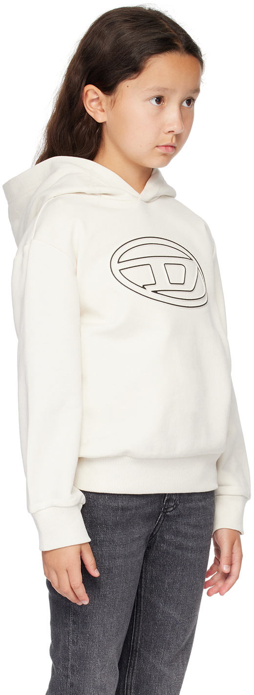 Diesel Kids White Oval D Hoodie