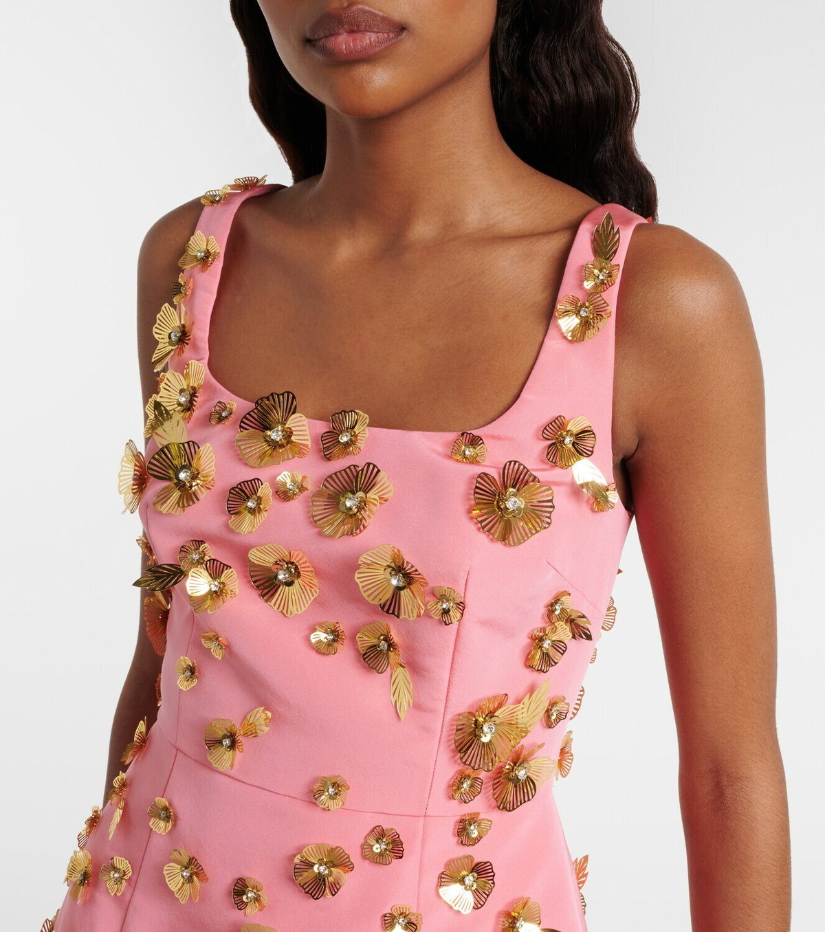 Carolina Herrera Embellished silk faille minidress