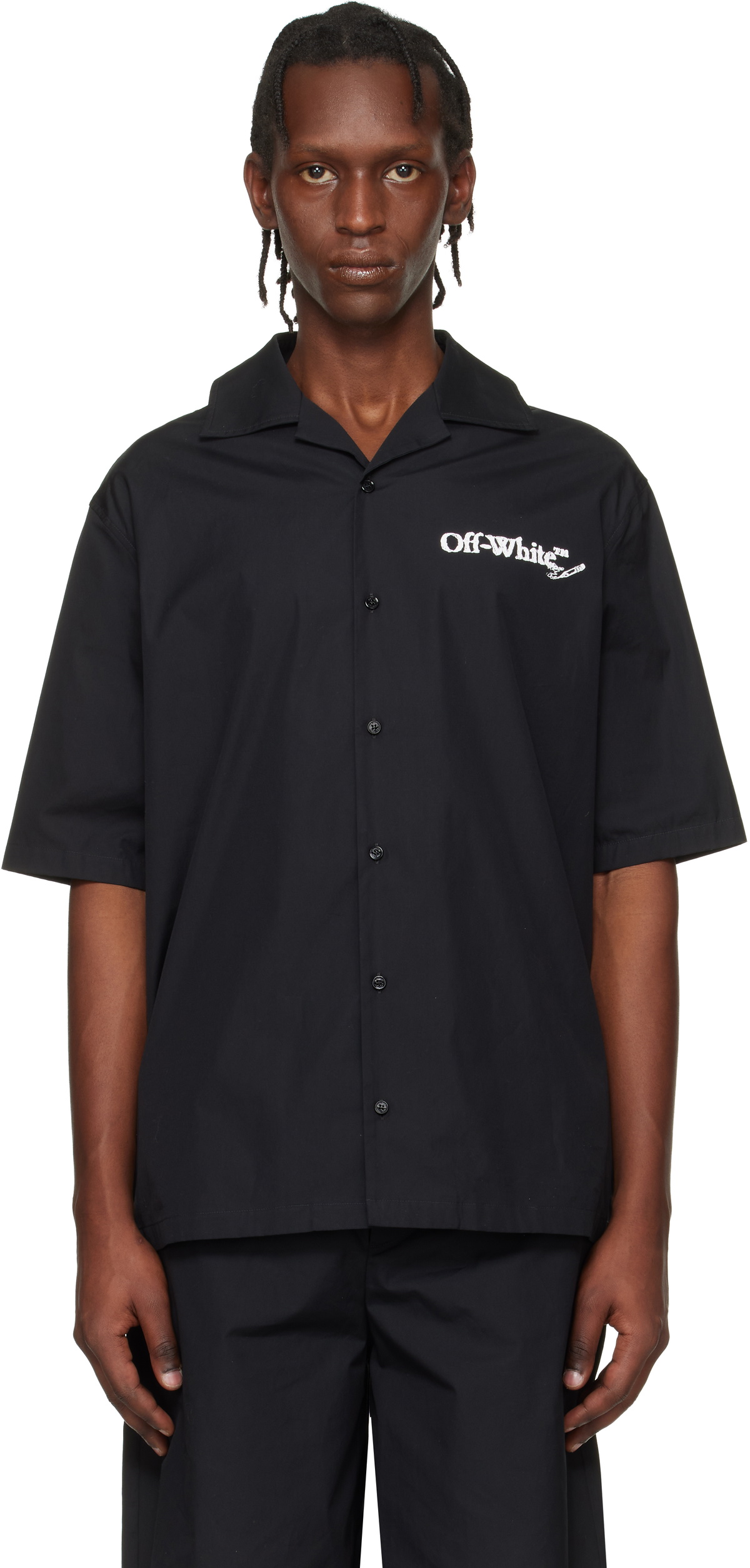 Off-White Black Scribble Arrow Poplin Bowling Shirt