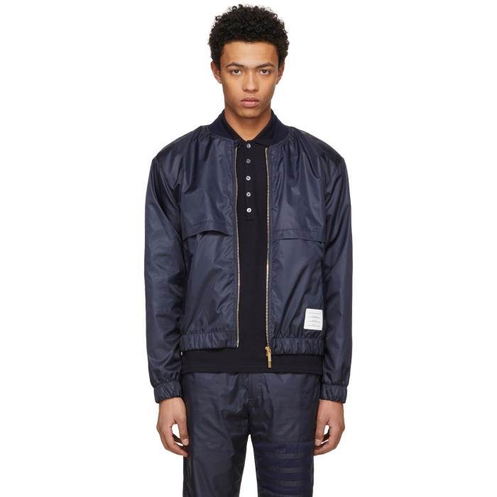 Photo: Thom Browne Navy Ripstop Bomber Jacket 