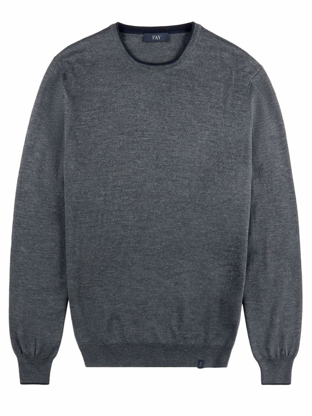 Photo: Fay Jumper In Grey Shaved Wool Knit