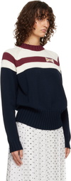 Marni Off-White & Navy Contrast Stripe Cotton Sweater