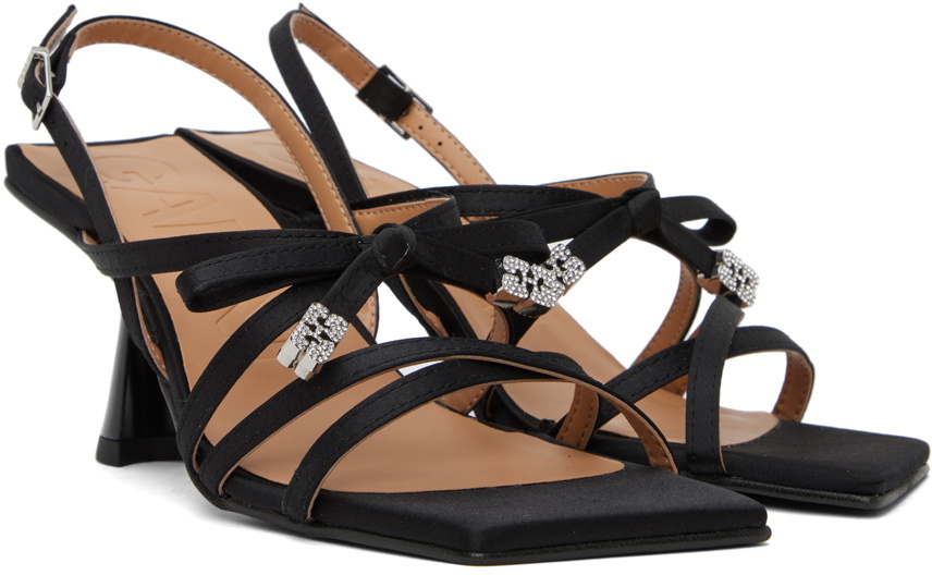 GANNI：サテン Butterfly High Bow サンダル GANNI Black Butterfly High Bow Heeled Sandals GANNI