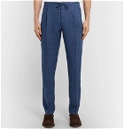 Lardini - Tapered Pleated Linen Drawstring Trousers - Men - Blue