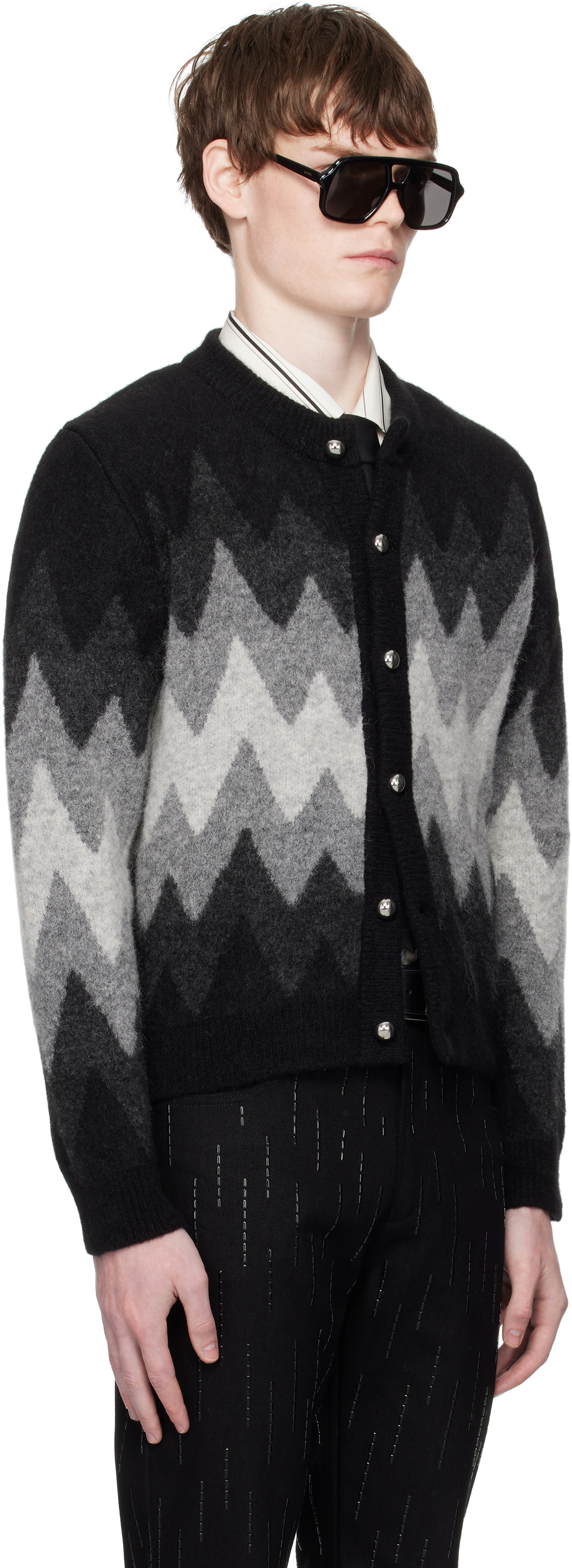 Ernest W. Baker Black & Gray Degrade Jacquard Cardigan Ernest W. Baker