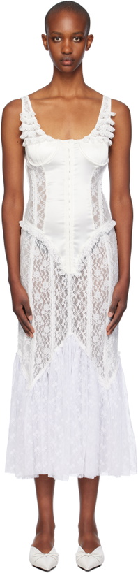 Photo: Pushbutton White Corset Point Shrring Midi Dress