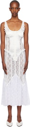 Pushbutton White Corset Point Shrring Midi Dress