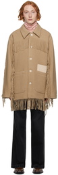 Acne Studios Beige Wool Fringed Coat