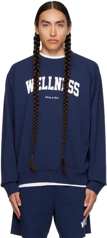 Photo: Sporty & Rich Navy 'Wellness' Ivy Sweatshirt