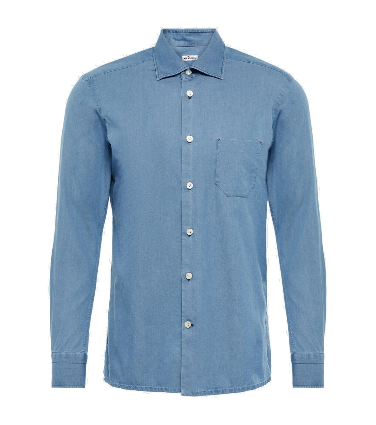 Kiton Blue White Cotton Shirt main image 0