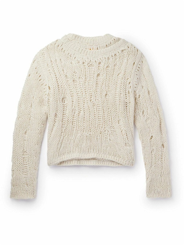 Photo: AIREI - Crocheted Recycled Cashmere and Wool-Blend Sweater - Neutrals
