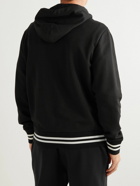 Moncler - Striped Logo-Appliquéd Cotton-Jersey Zip-Up Hoodie - Black