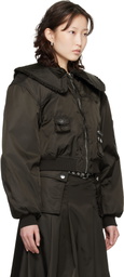 GANNI Brown Duchesse Nylon Bomber Jacket