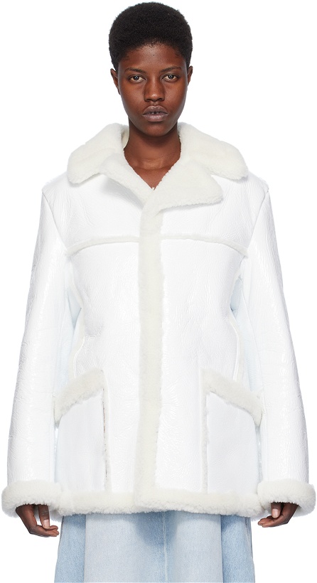 Photo: ERL White Patch Pocket Shearling Jacket