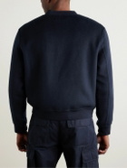Yves Salomon - Leather-Trimmed Wool and Cashmere-Blend Felt Bomber Jacket - Blue
