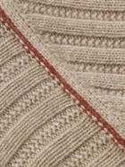 Guest In Residence - Varsity Shawl-Collar Ribbed Cashmere Cardigan - Neutrals