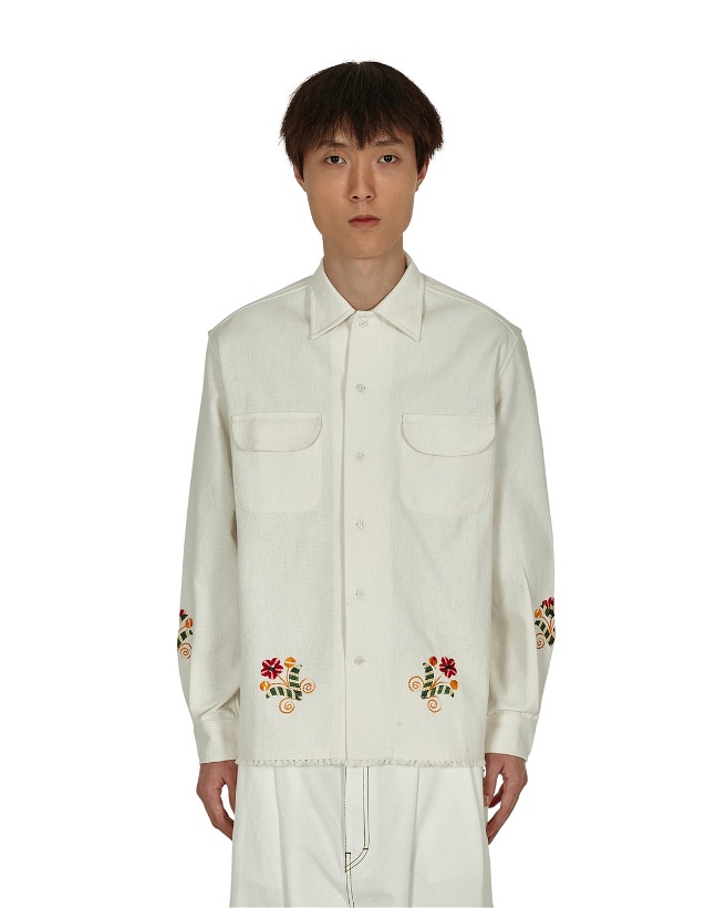Photo: Bode Russe Floral Long Sleeve Shirt White